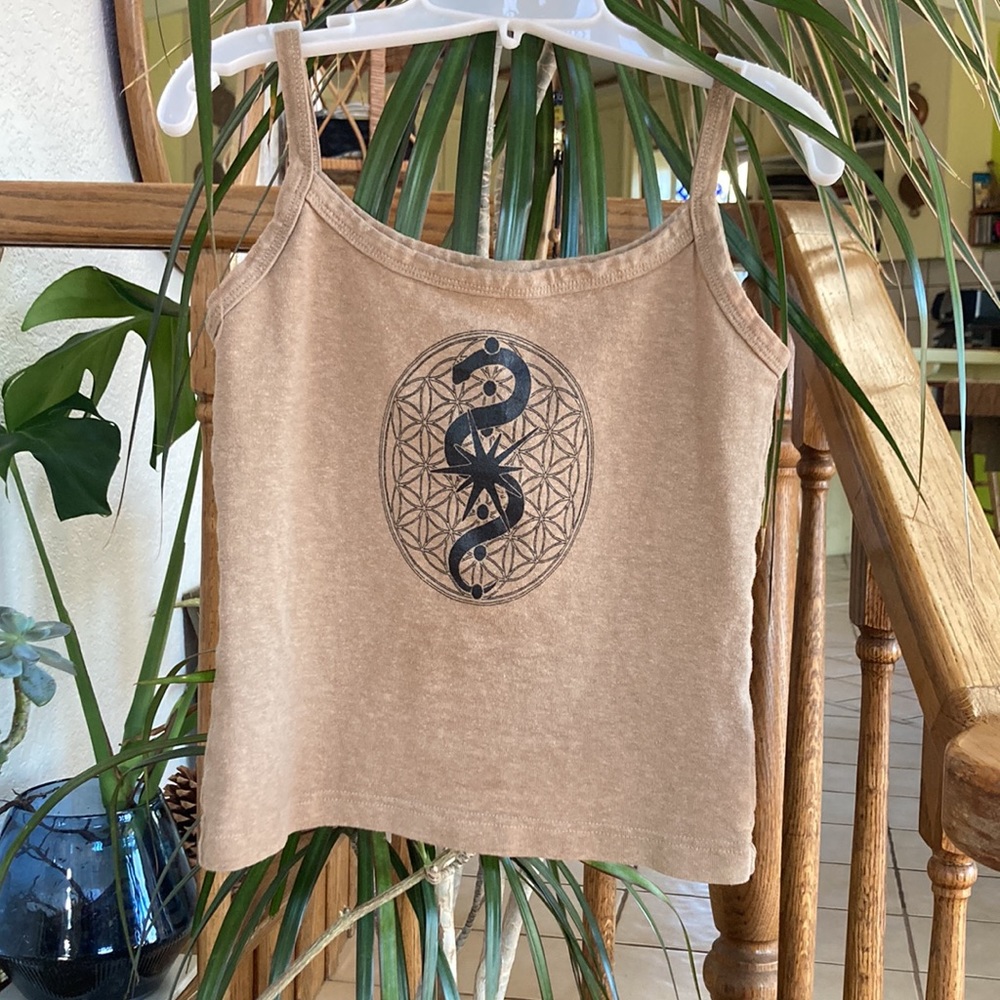 Snake flower of life hemp cotton crop shirt natural sustainable